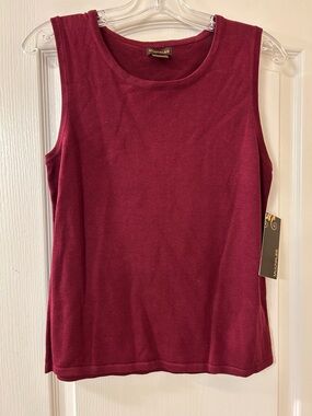 Multiples Sleeveless Knit Tank Top - Burgundy